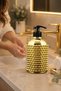 Yildiz Glass Soap Dispenser Gold Finish•• Kitchen & Bathroom Countertop Modern Liquid Soap Dispenser Dishwashing Detergent Decorative Bathroom Accessory Bathroom Organizer Home Hotel Premium Organizer Decorative Stylish Gift - 4