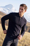 Men's Zippered Polo Neck Navy Blue Sweater Knitwear Embossed Knit Solid Color Classic Fit - 5240F - 5
