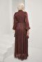 Plum Front Stone Detailed Sleeve Tie Evening Dress - 5