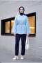 Hakim Collar Belted Lined Spanish Sleeve Oversize Lyocell Tunic - Baby Blue - 4
