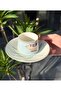 Set of 6 Porcelain Coffee Cups Bird Blue - 2