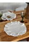 4-Piece Natural Raw Linen Round Placemat / Charger with Ruffle Detail