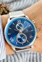Functional Blue Dial Calendar Watch Gift for Father Husband Lover Spouse Men's Wristwatch - 2