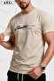 Limited Edition Printed Cotton Fabric Men's Beige T-Shirt-Black Shorts Set - 3