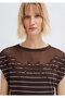 Lace Detailed Striped Brown T-Shirt Regular Fit / Normal Cut 1613968-85617 - 7