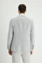 Regular Fit Striped Linen Jacket - 3