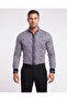 Men's Navy Blue Striped Shawl Patterned Cuff Detailed Sporty Stylish Shirt