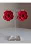 Women's Earrings Large Red Rose Model - 6 cm Minimalist Hoop/ Stud Rose Flower Earrings - 3