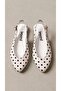 Women's White Polka Dot Open Back Satin Buckle Ballerinas 1cm Byndmtf03 - 8