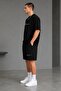 Men's Black Oversize Shorts Set Printed Modern Look Casual Style - 2