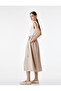Crew Neck Belted Sleeveless Flared Midi Dress - 2