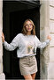 Gray Oversize Printed Women's Sweatshirt