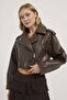 Faux Leather Biker Coat