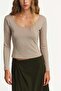 Body-Hugging, Seam-Detailed, Pool-Neck, Stretchy Knitted Bluz - 2