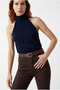 Belted Stylish Flare Women's Striped Jean Pants - 3