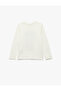 Cotton Printed Ecru Girls' Long Sleeve T-Shirt 6Wkg10030Ak - 5