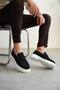 Zrk-x11 premium thick sole laceless black white suede men's loafer - 3