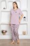 Floral Patterned Plus Size Pajama Set - 2