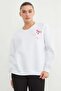 3 Thread Bow Embroidered Oversize Sweatshirt