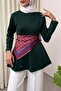 Belted Peplum Blouse 0040 - Emerald Green - 3