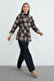 Plaid Patterned Belted Trench Coat - 7
