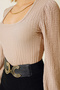 Women's Long Sleeve Knitted Blouse 1418 - Biscuit - 3