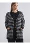 Lcwaikiki Classic Black Knitwear Patterned Women's Cardigan with Nevavm Difference - 3