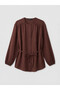 Lcw Modest Brown Women's Shirt Tunic with a Defined Collar and Belted Waist - 5