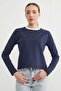 3 Thread Ribbed Sweatshirt with Ribbed Neckline - 4