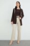 Scarf Detailed Shoulder Padded Blazer Jacket - 3