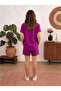 Women's Linen-Look Polyester Fabric Comfortable Oversize Cut Top and Shorts Set - 3