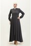 Lace detailed mevlana abaya 5069-06 smoked - 2