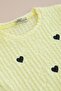 Girl's 2-Piece Set with Heart Embroidered Textured Shorts - 2