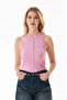 Ribbed Halter Neck Stitched Crop Body