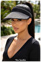 Women's Straw Visor Hat - Adjustable Sports and Beach Visor with Black Stripe (57-58 cm) (100% Paper)