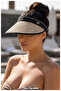 Women's Straw Visor Hat - Adjustable Sports and Beach Visor with Black Stripe (57-58 cm) (100% Paper) - 6