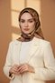 100% Twill Silk Effect Tape Patterned Copper - Beige Colored 90X90 Scarf Sewing Shape: Hand Sewing - 3
