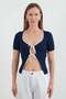 Ribbed Tie-Up Knitwear Blouse - 6