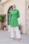 Pleated Waist Buttoned Shirt Tunic - 4