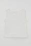 Girl's Thick Strap T-Shirt with Stone Accessories, Ages 9-14, Ecru - 4