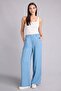 Wide Leg High Waist Long Washed Light Indigo Trousers D8238Ax25Sm - 3