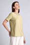 Regular Fit Crew Neck Embroidery Printed Wrinkled Textured Short Sleeve Khaki T-Shirt H8386Ax26Hs - 3