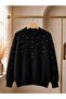 Pearl Stone Detailed Beard Knitwear Women's Sweater