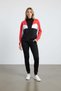 Women's Two-Thread Zipper Collar Elasticized Cuff Long Sleeve Black Tracksuit Set - 7774