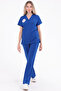 Spaniard - Cleaning Staff Uniform Lycra Scrubs (Women) (Compliant with New Regulations - Dazzling Blue
