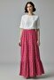 Women's Floral Patterned Flared Skirt Elastic Waist Viscose Woven Summer Comfortable Stylish Casual Skirt - 3