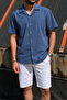 Men's, collar detail, cotton, old money, short sleeved shirt - 4