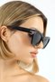 Women's uv400 black cat eyes sunglasses silver detail 25-18 c2 - 4
