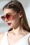 Women's Uv400 Oval Honey Color Sunglasses 23008 C4 - 4