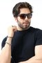 Men's polarized rectangle matte brown sunglasses 23057 c3 p m - 4